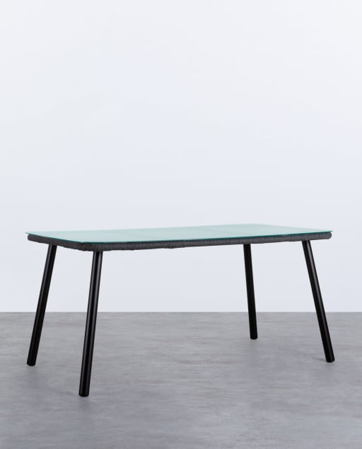 Mesa de Jantar Rectangular de Alumínio e Vidro (160x90 cm) Drian