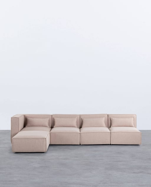 Sofá Modular 4 Peças com 3 Poltronas e Puff Tecido Kilhe