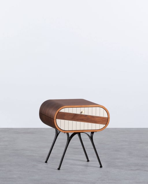 Mesa de Cabeceira em Madeira e Metal (45x42,5 cm) Inari 