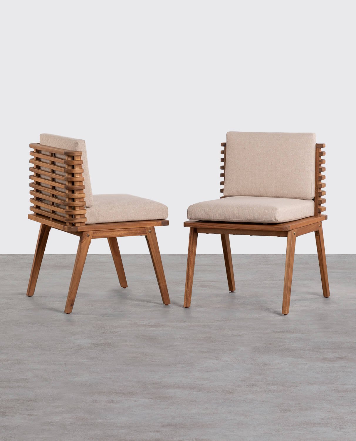 Pack 2 Cadeiras de Exterior em Madeira de Acácia e Tecido Hazan, imagem de galeria 1