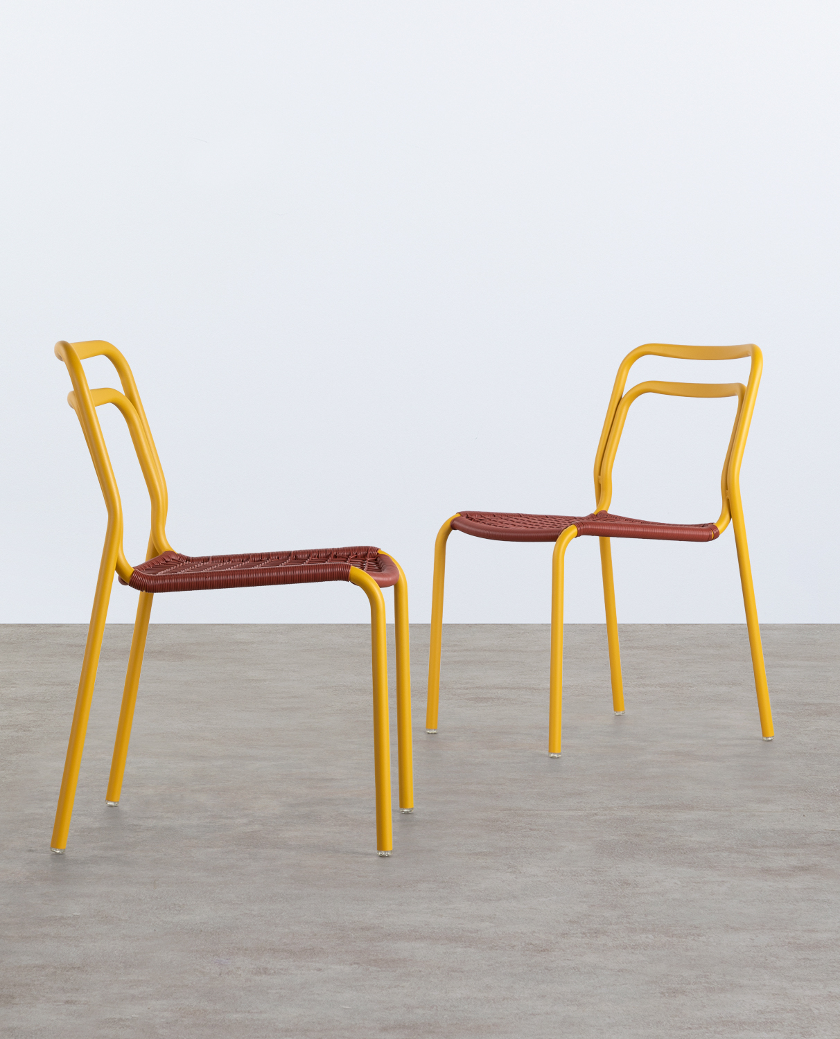 Conjunto de 2 Cadeiras de Jantar em Alumínio e Rotim Sintético Kor, imagem de galeria 1