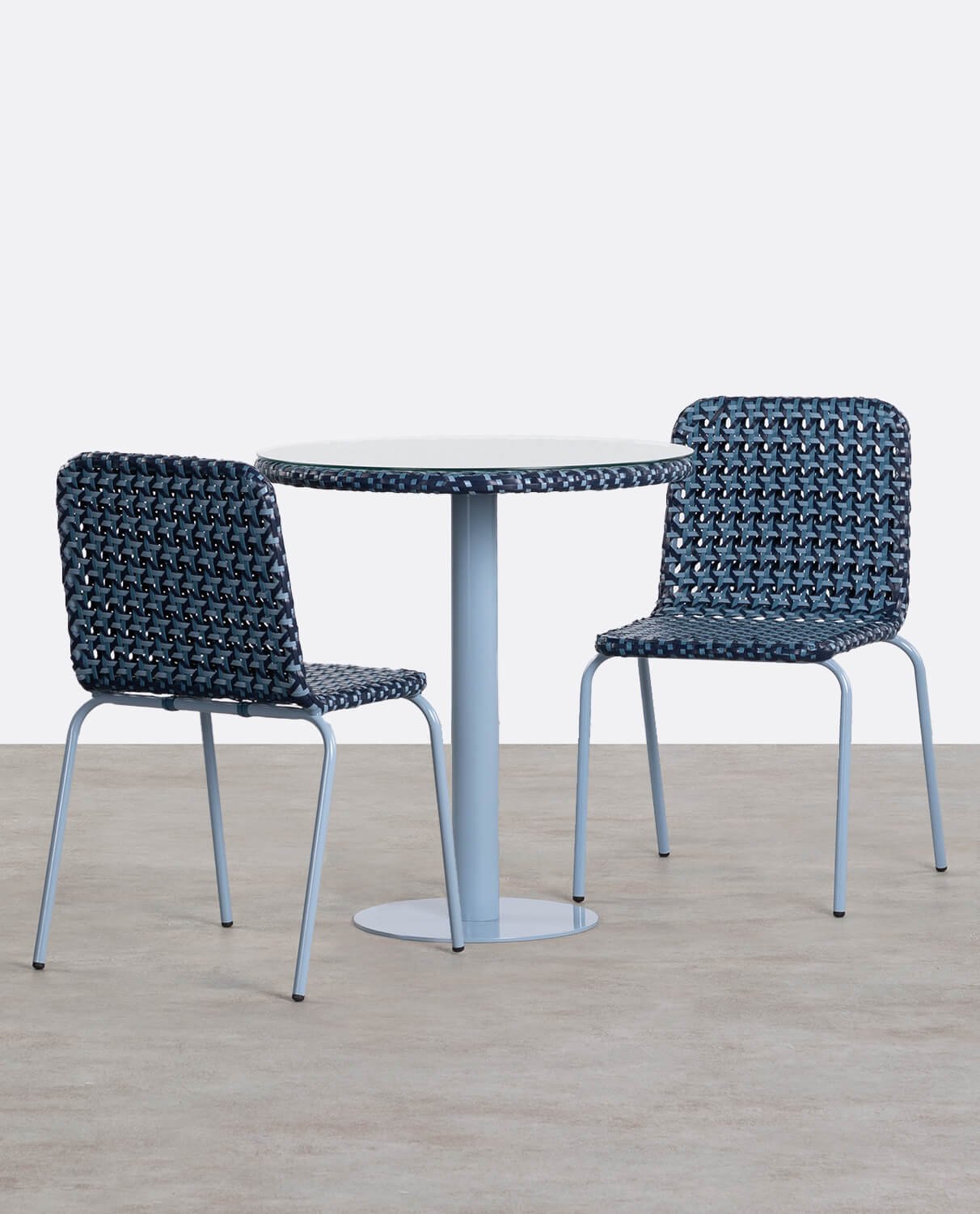 Conjunto de Mesa Medonda e 2 Cadeiras em Alumínio e Vime Sintético de Exterior Roys , imagem de galeria 1