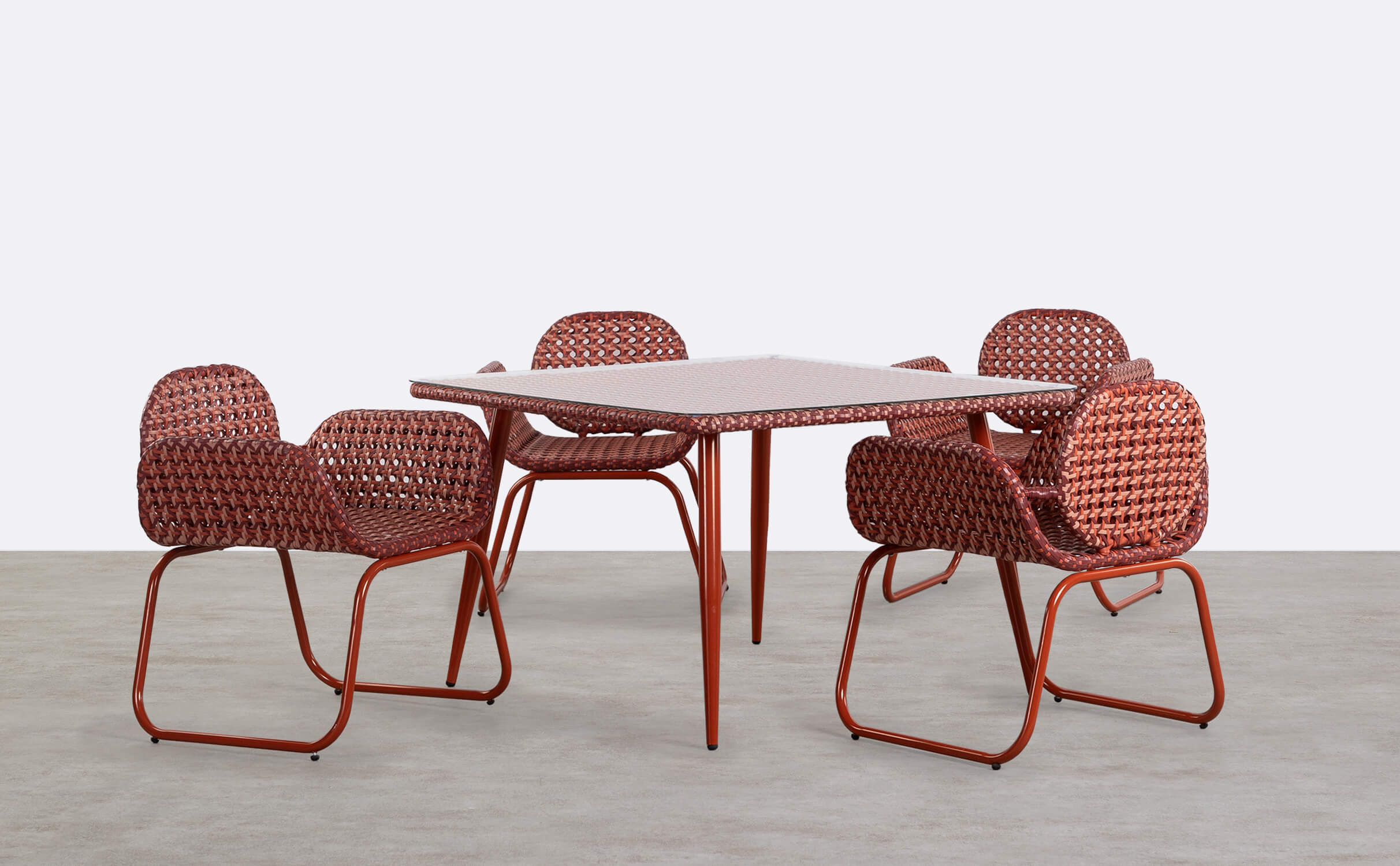 Conjunto de Mesa e 4 Cadeiras em Alumínio e Vime Sintético de exterior Roys, imagem de galeria 1