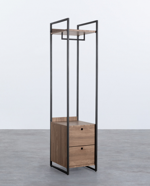 Cabide de Pé com duas Gavetas em Madeira e Metal (180x40 cm) Mirey - MDF Leve