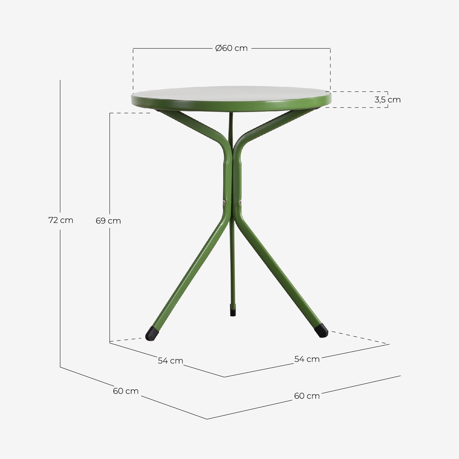 Mesa de Exterior Redonda em Metal (Ø60 cm) Enlo , Medidas