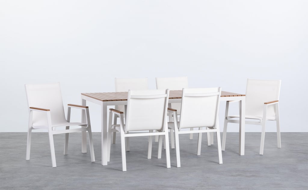 Conjunto de Mesa em Alumínio e 6 Cadeiras de Exterior Korce 