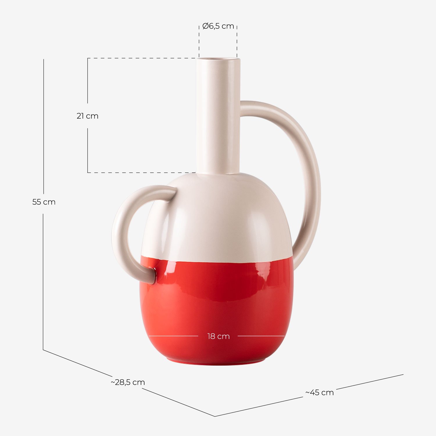 Vaso Alto de Dolomita XL Mig Uves, Medidas