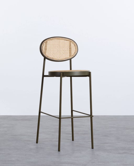 Banco Alto em Vime Natural e Metal (75 cm) Vili