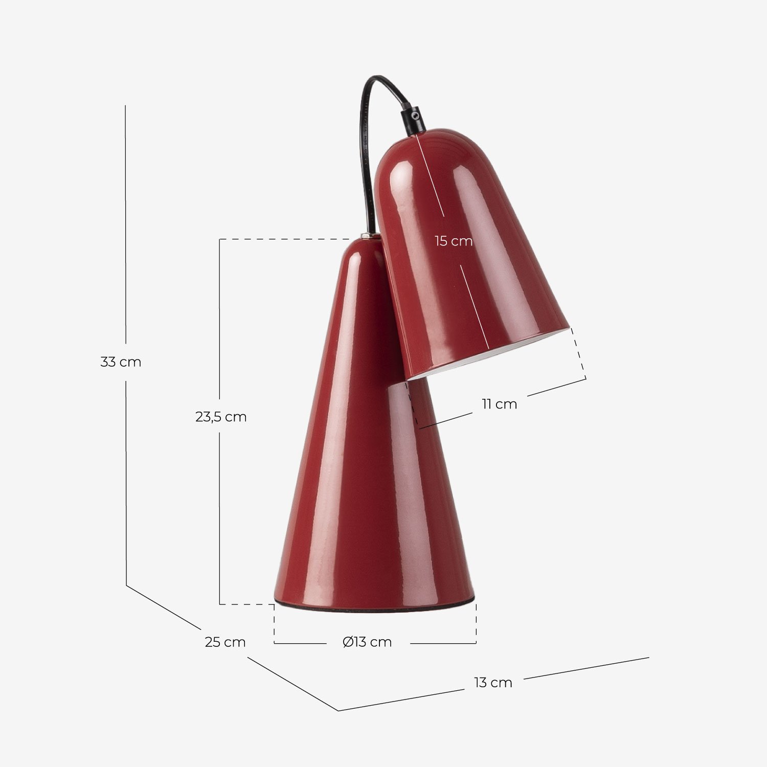 Candeeiro de Mesa Metálico Valiria , Medidas