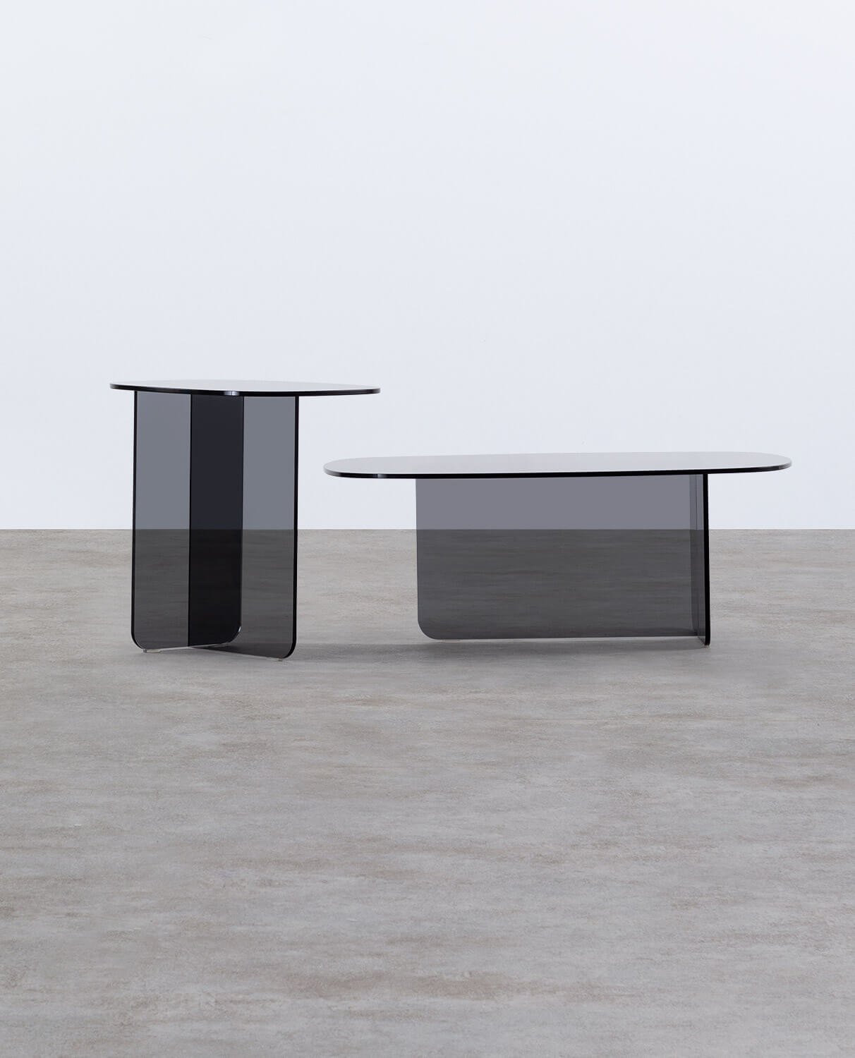 Conjunto de mesa lateral e mesa de centro de vidro temperado Urel, imagem de galeria 1