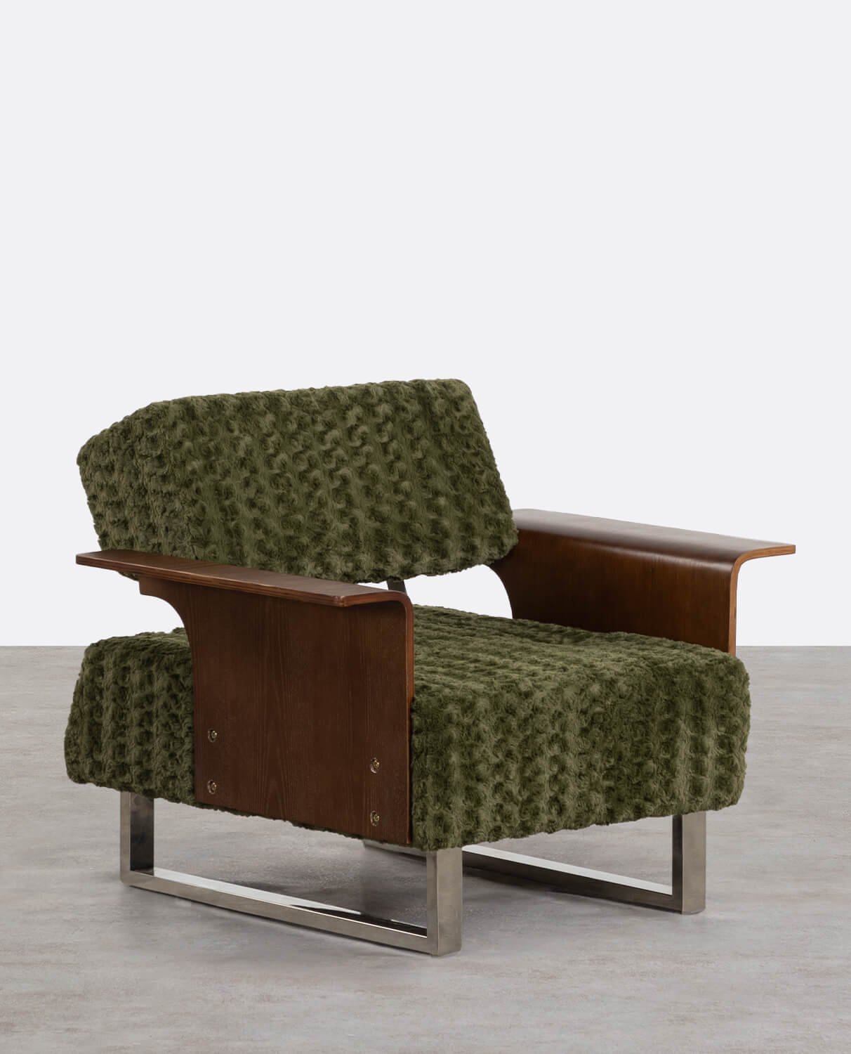 Pack 2 Poltronas com Braços de Madeira e Tecido 70s Furry, imagem de galeria 1