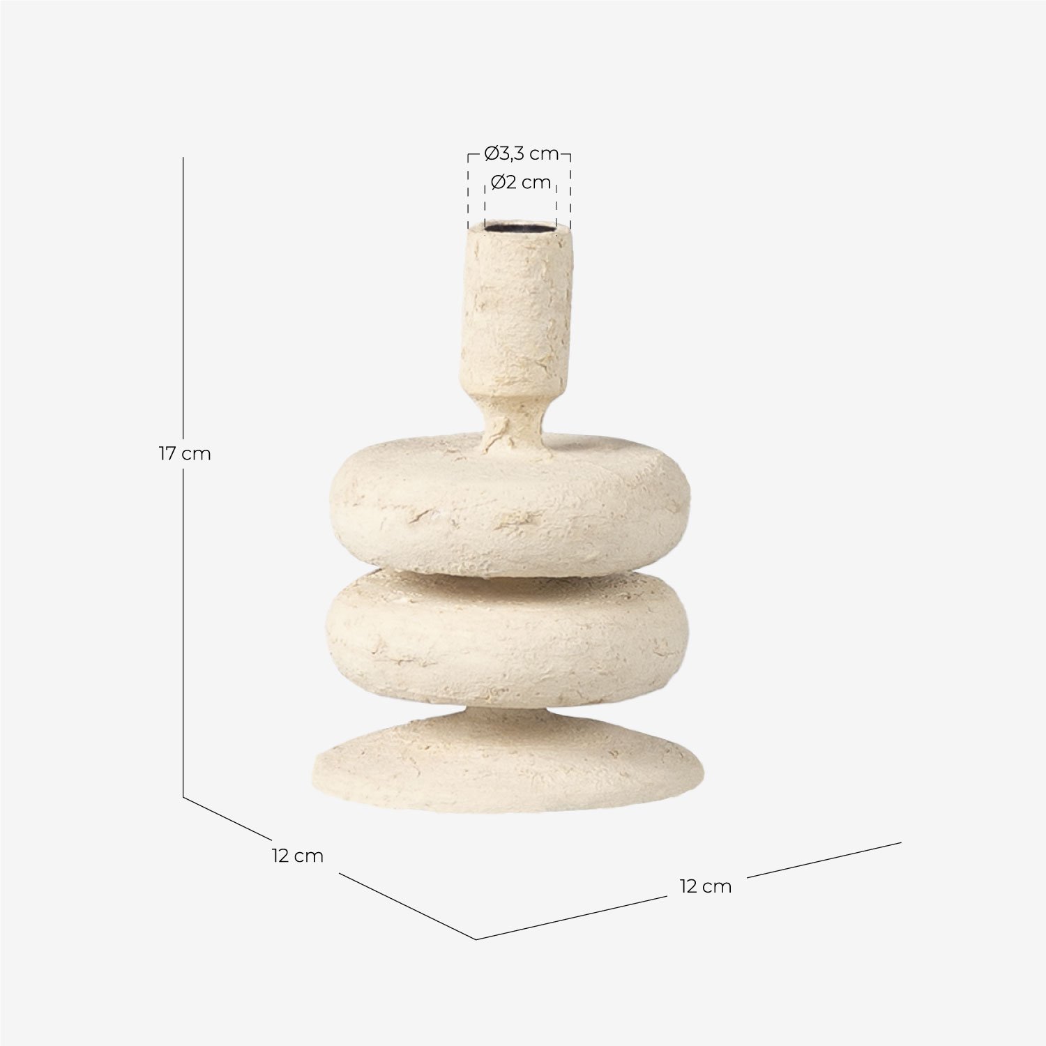 Castiçal de Metal (17 cm) Lucio, Medidas