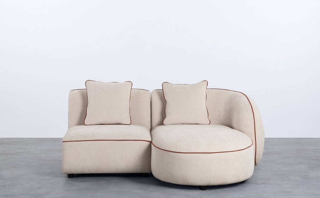 Sofá chaise longue modular de 2 peças com poltrona em tecido Ilham