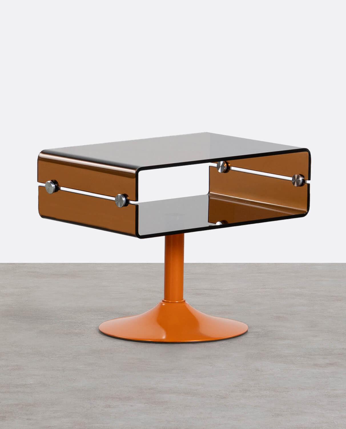 Mesa Lateral Retangular de Vidro e Metal (61x38 cm) Hedy, imagem de galeria 1