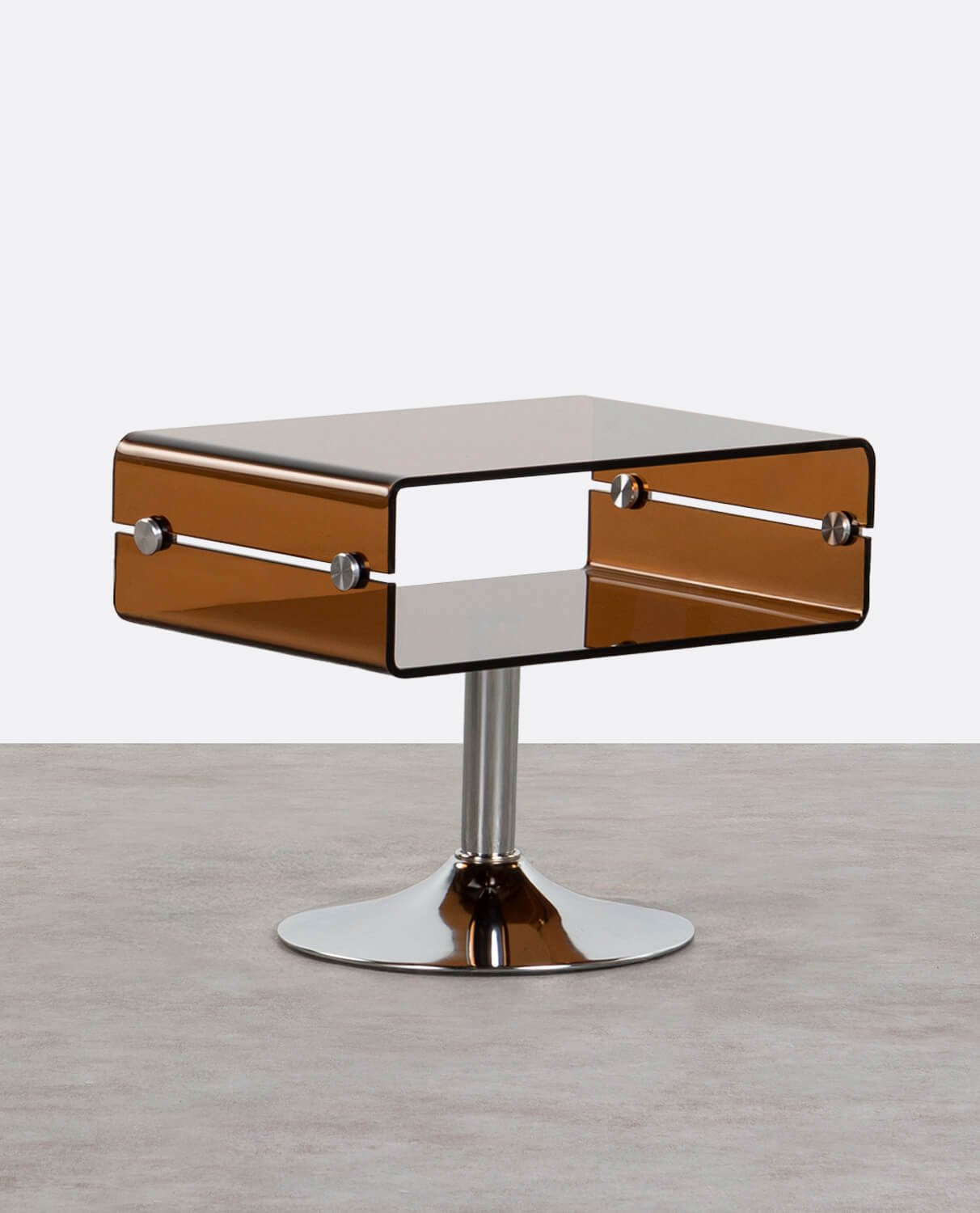 Mesa Lateral Retangular de Vidro e Metal (61x38 cm) Hedy, imagem de galeria 1