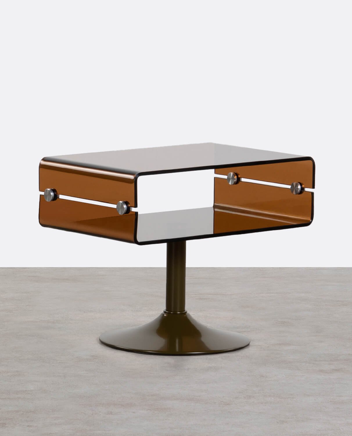 Mesa Lateral Retangular de Vidro e Metal (61x38 cm) Hedy, imagem de galeria 1