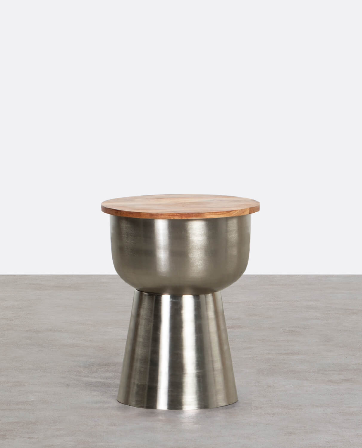 Mesa Lateral Redonda de Madeira de Acácia e Metal (Ø39 cm) Binchi, imagem de galeria 1