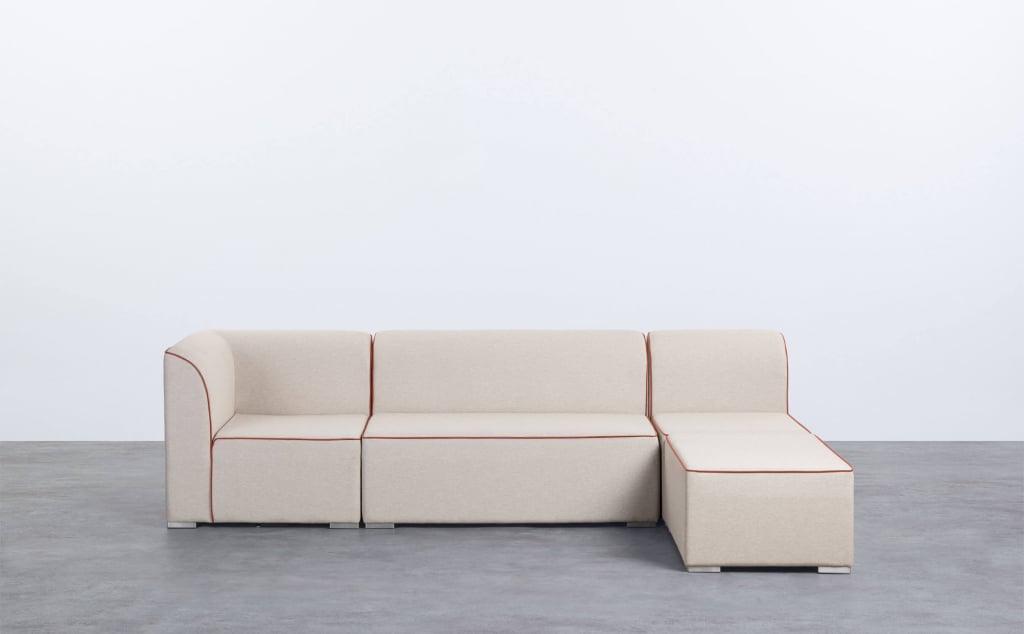 Sofá de Jardim Modular de Canto de 3 Peças com Sofá de 2 Lugares e Poltrona com Puff em Tecido Lagos