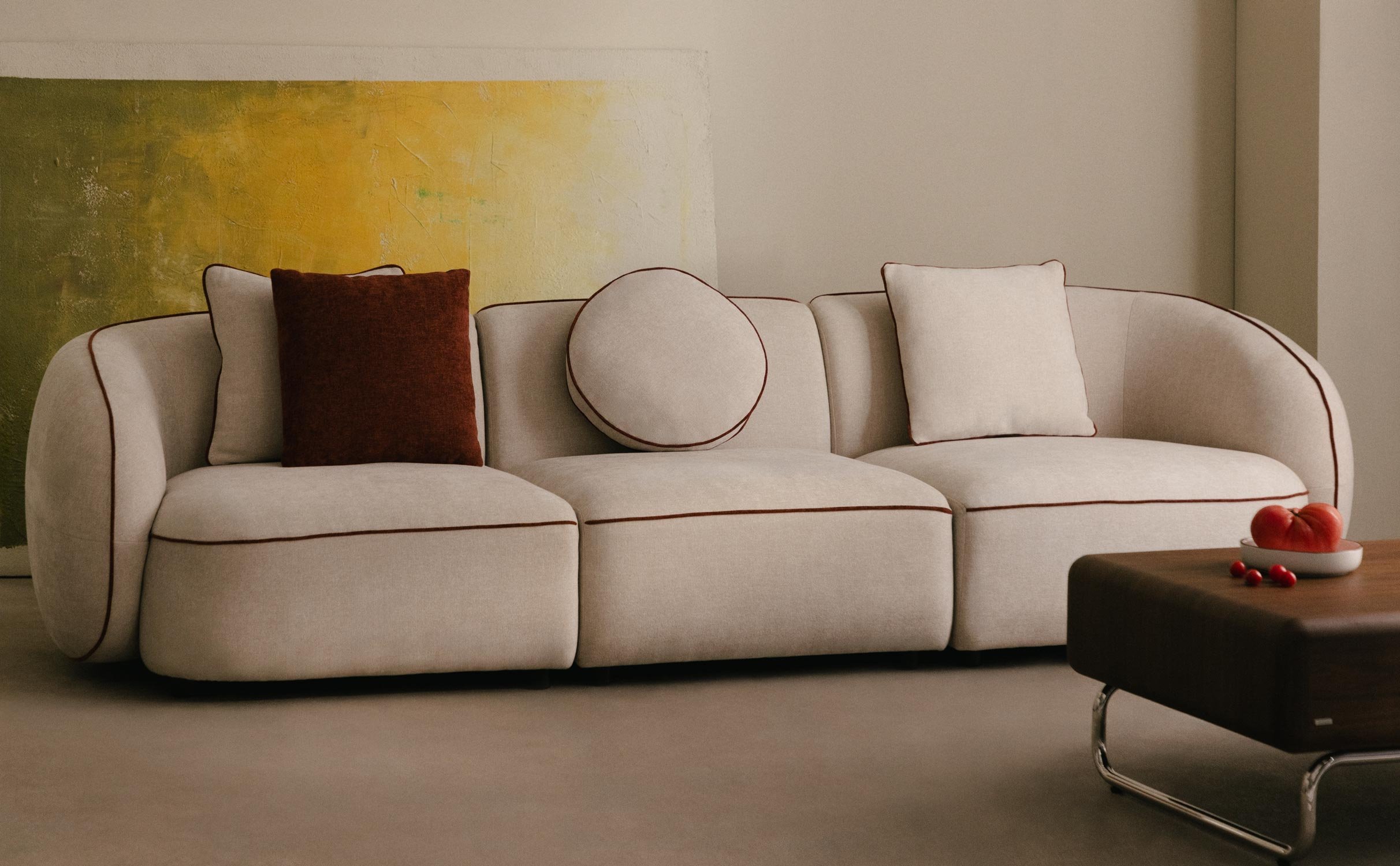Sofá Modular de 3 Peças com 2 Cantos e Poltrona em Tecido Ilham, imagem de galeria 1
