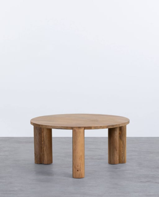 Mesa de Centro Redonda com Tampo em Madeira de Manga (Ø85 cm) Ethel