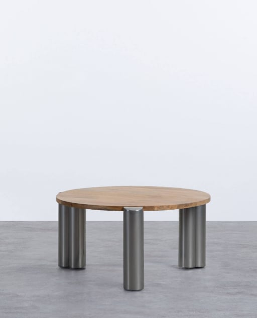 Mesa de Centro Redonda com Tampo em Madeira de Manga (Ø85 cm) Ethel - Madeira de Manga