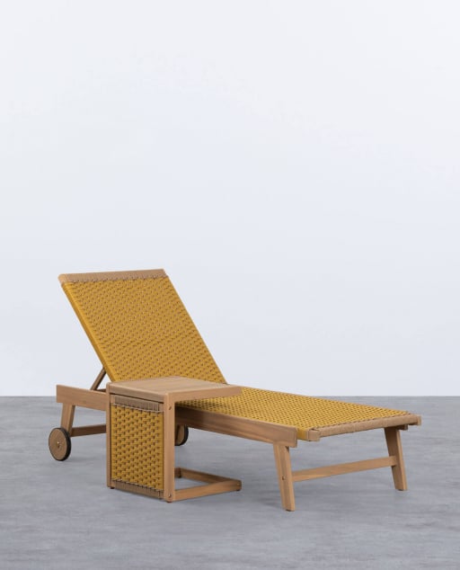 Espreguiçadeira e Mesa Lateral Acacia Wood and Rope Mirle