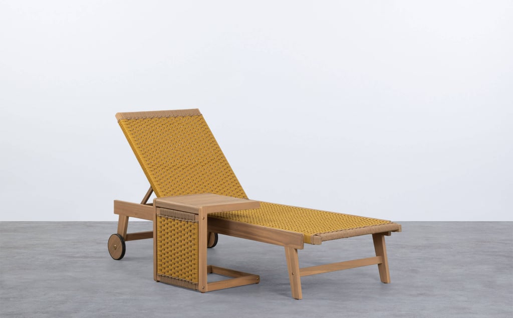 Espreguiçadeira e Mesa Lateral Acacia Wood and Rope Mirle