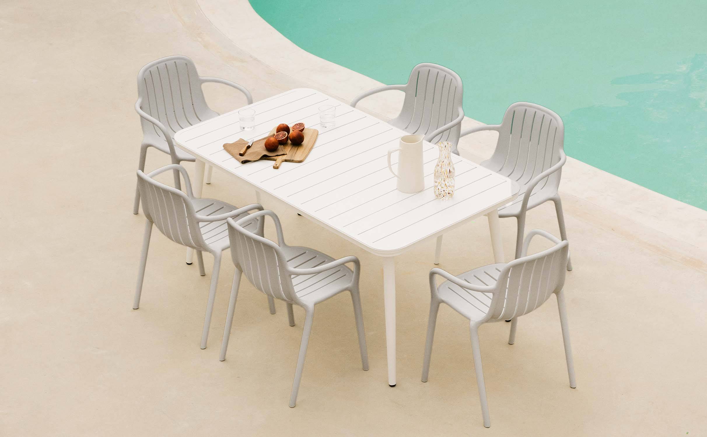 Conjunto de Mesa Retangular de Alumínio Cancun e 6 Cadeiras de Polipropileno para Área Externa Brand, imagem de galeria 1