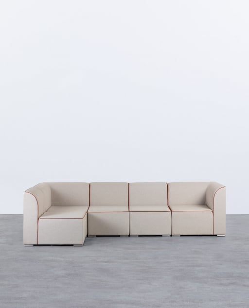 Sofá de Jardim Modular 5 Peças com 2 Cantos e 3 Poltronas em Tecido Lagos
