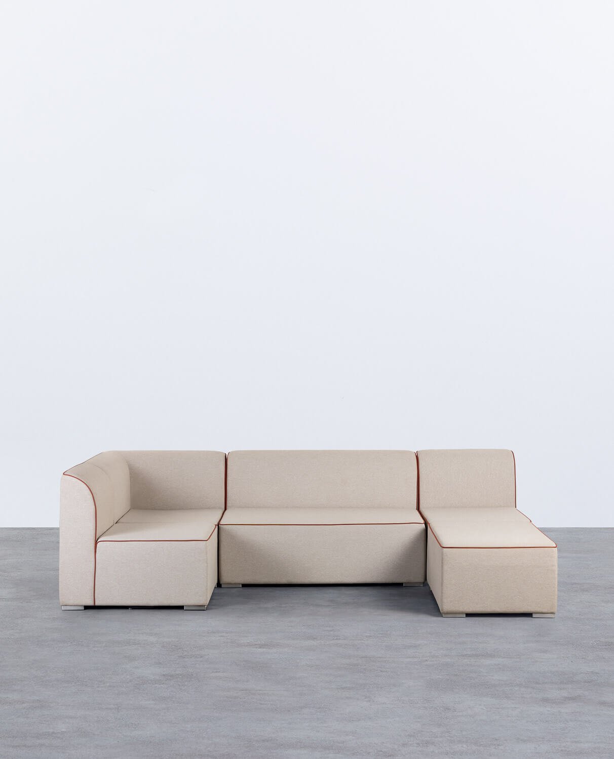 Sofá de Jardim Modular de Canto de 4 Peças com Sofá de 2 Lugares e 2 Poltronas com Pufe em Tecido Lagos