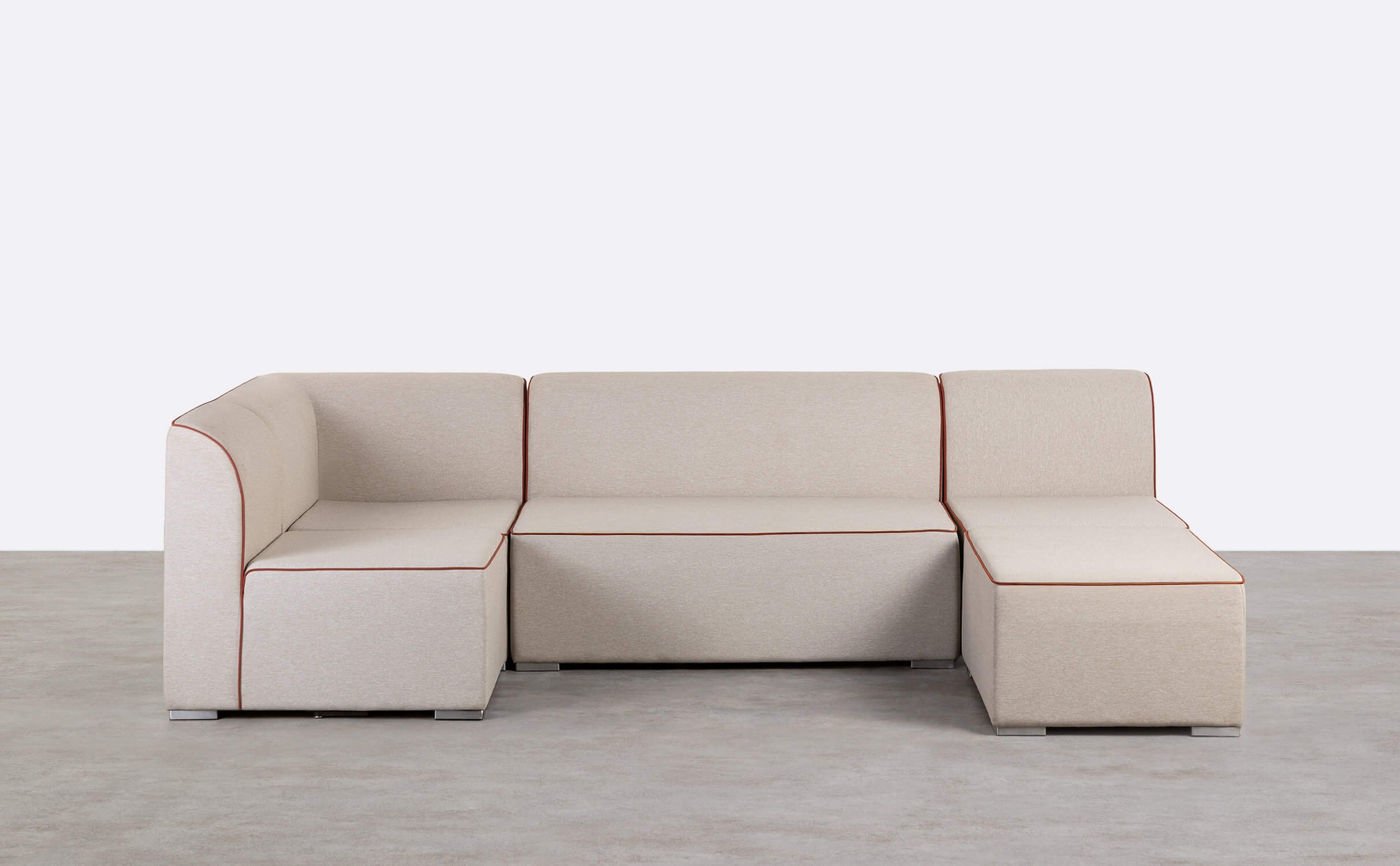 Sofá de Jardim Modular de Canto de 4 Peças com Sofá de 2 Lugares e 2 Poltronas com Pufe em Tecido Lagos, imagem de galeria 1