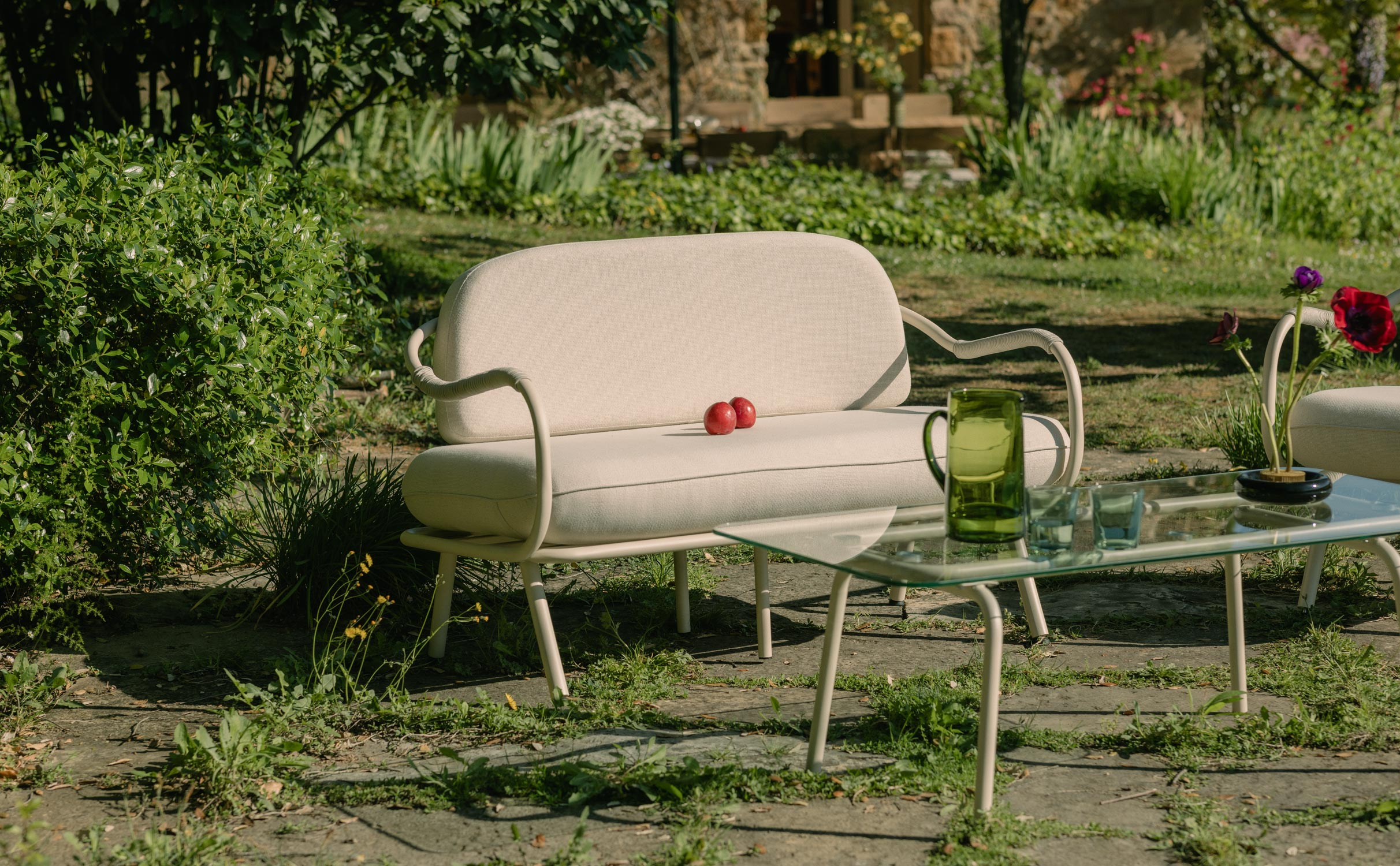 Sofá de Jardim de 2 Lugares em Metal e Tecido Xoan, imagem de galeria 1