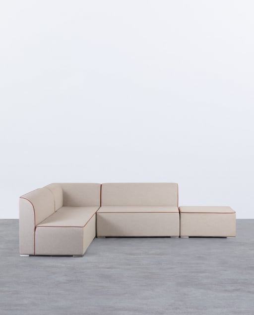 Sofá Loft Modular de 3 Peças com Canto e Sofás de 2 Lugares com Puff em Tecido Lagos
