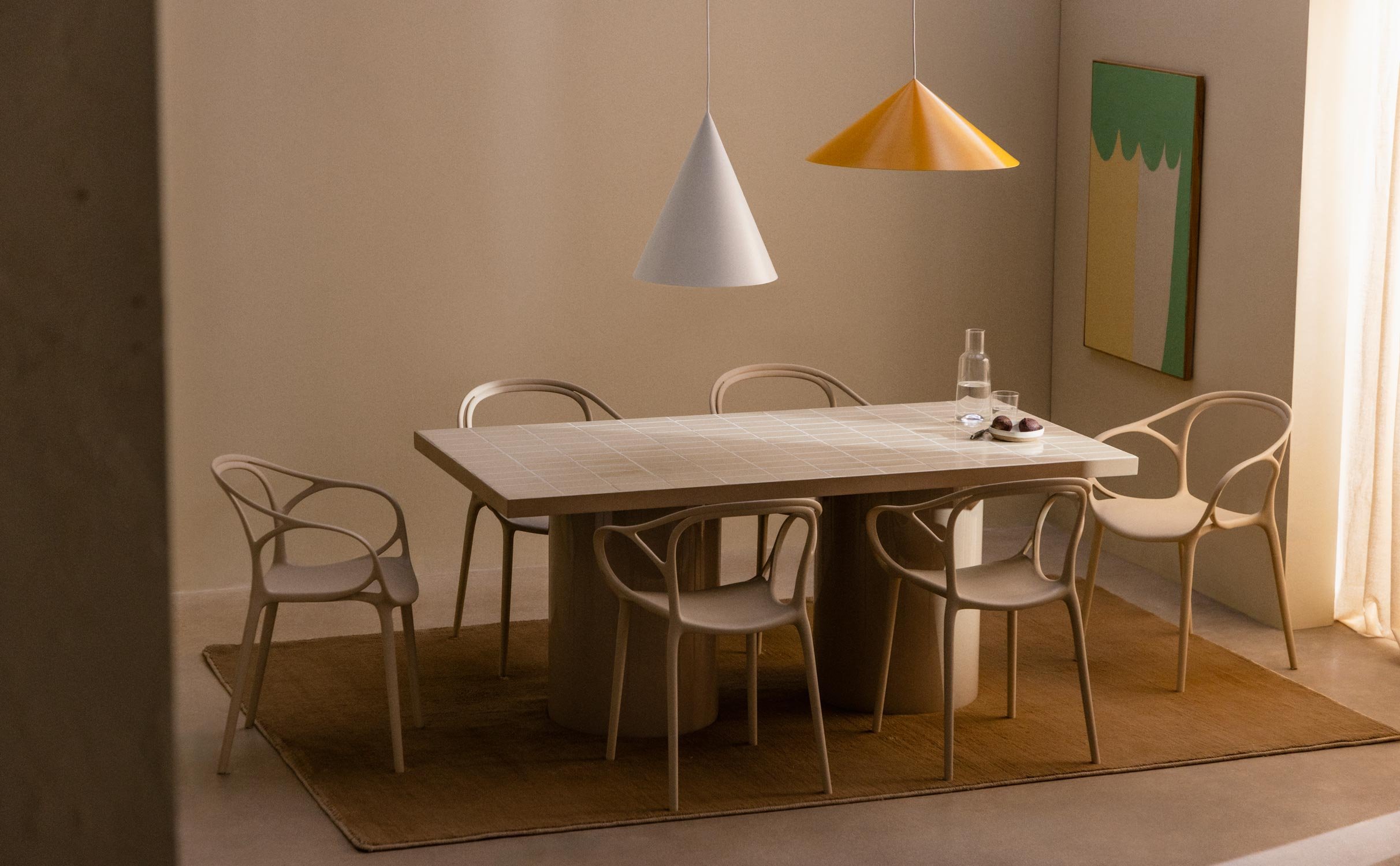 Conjunto de Mesa de Jantar Retangular com Cerâmica Zafiro e 6 Cadeiras de Polipropileno Erbra, imagem de galeria 1