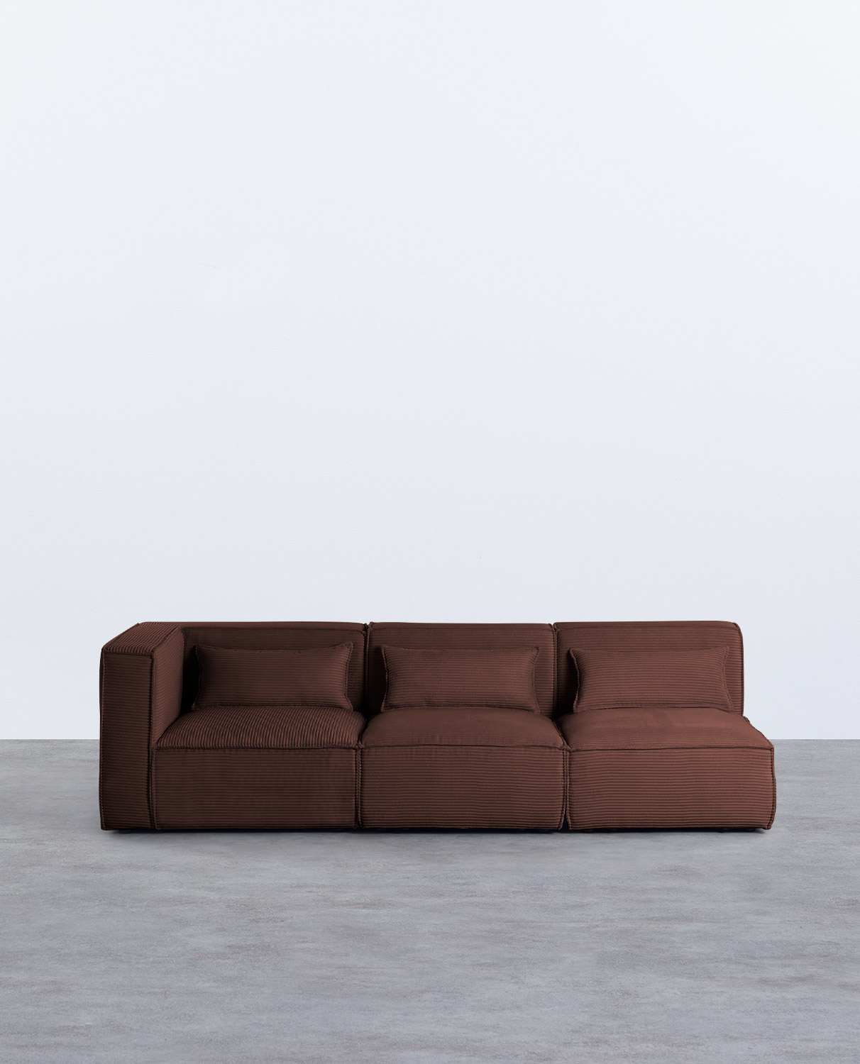 Sofá modular de canto Kilhe de 3 peças com 2 poltronas de veludo grosso