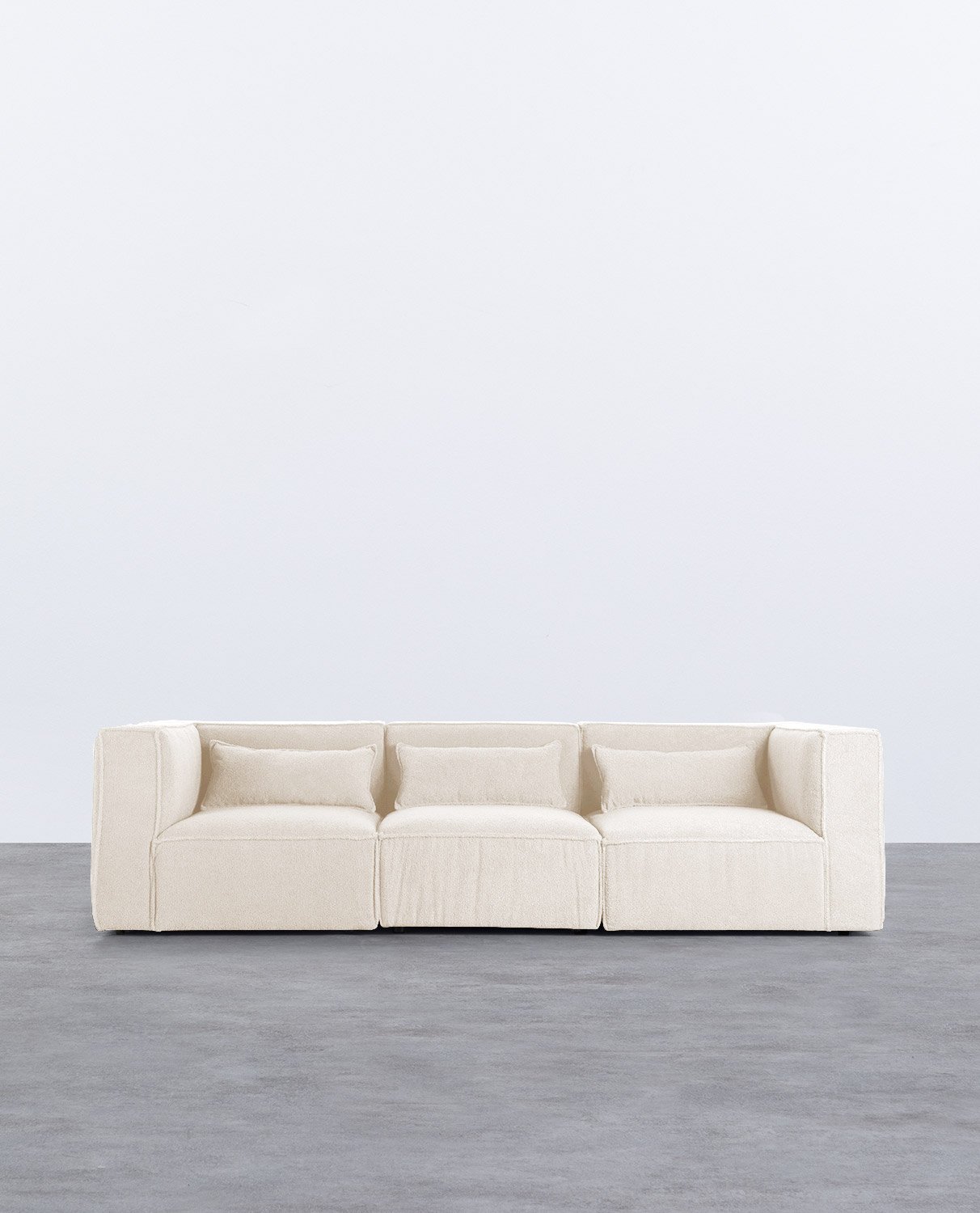 Sofá Modular de 3 peças com 2 Cadeirões de Canto em Tecido Bouclé Kilhe
