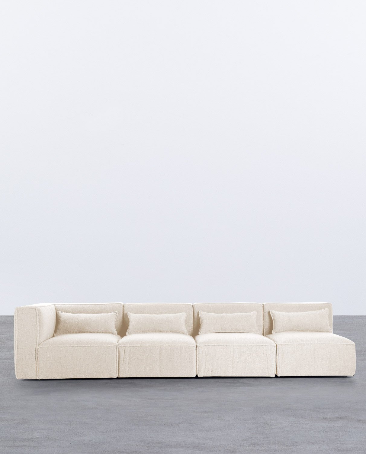 Sofá Modular de 4 peças com 3 Cadeirões em Tecido Bouclé Kilhe