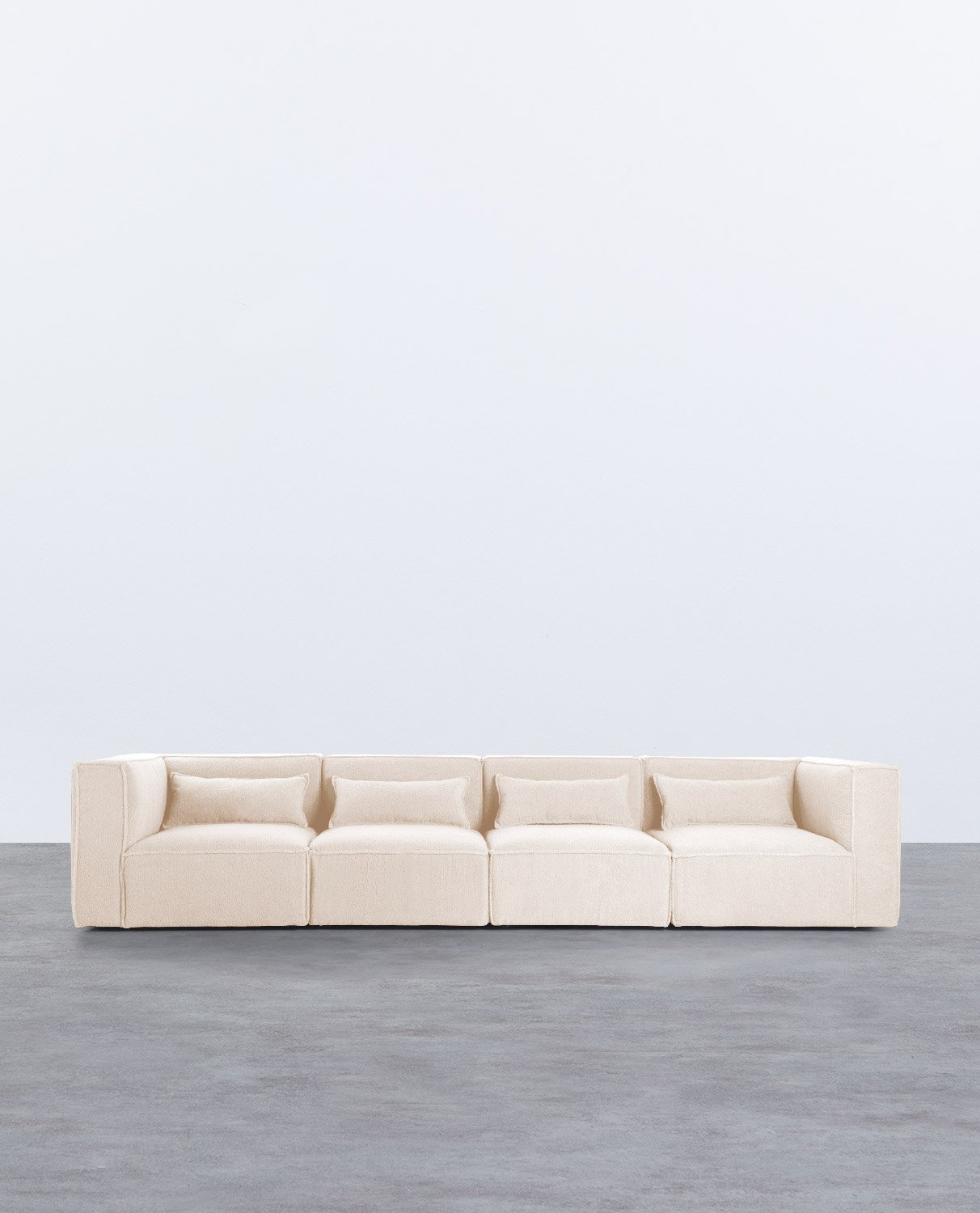 Sofá Modular de 4 peças com 2 Cadeirões de Canto em Tecido Bouclé Kilhe