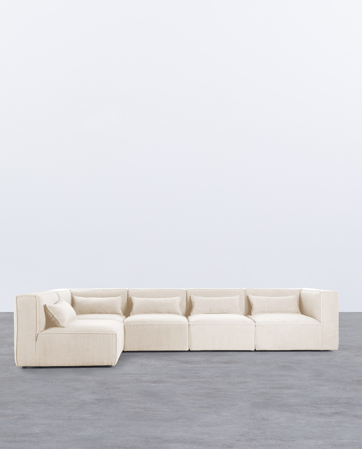 Sofá Modular de 5 peças com 2 Cadeirões de Canto em Tecido Boucle Kilhe