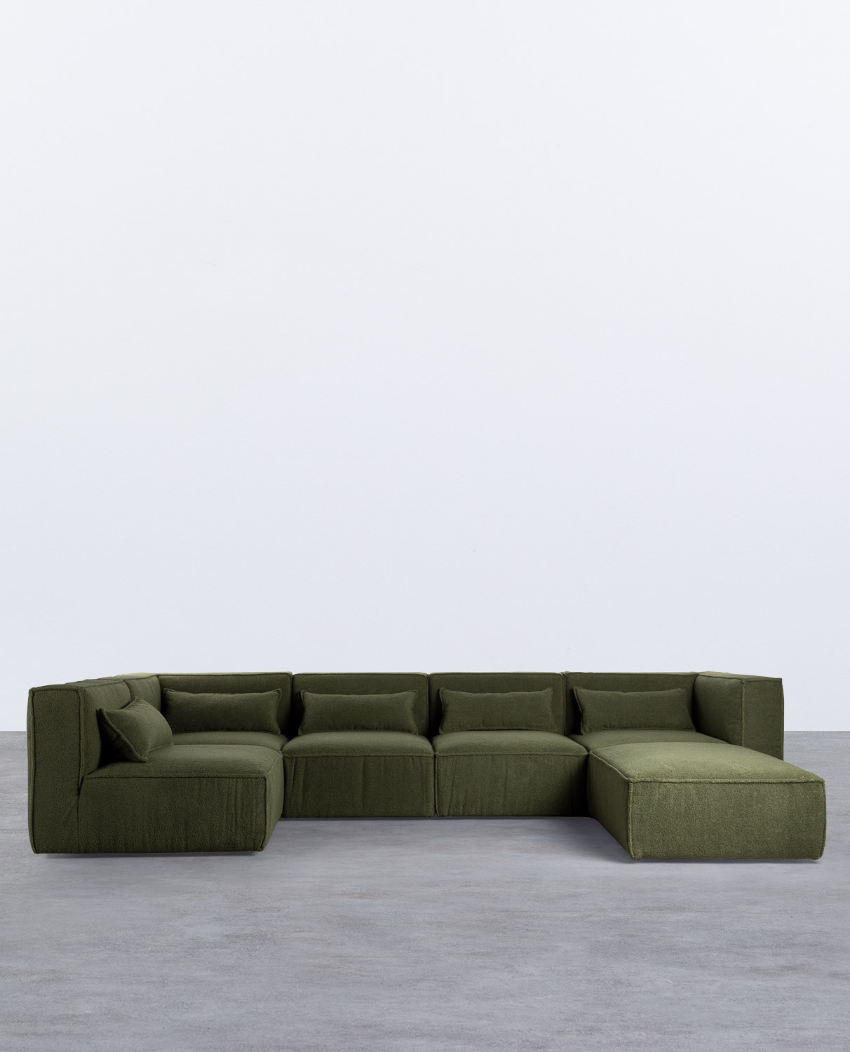 Sofá Modular de 5 peças e Puff em Tecido Bouclé Kilhe