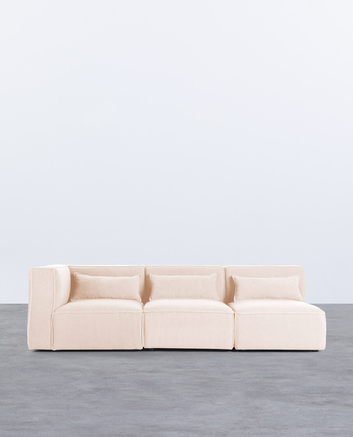 Sofá Modular de 3 peças com 2 Cadeirões em Tecido Bouclé Kilhe