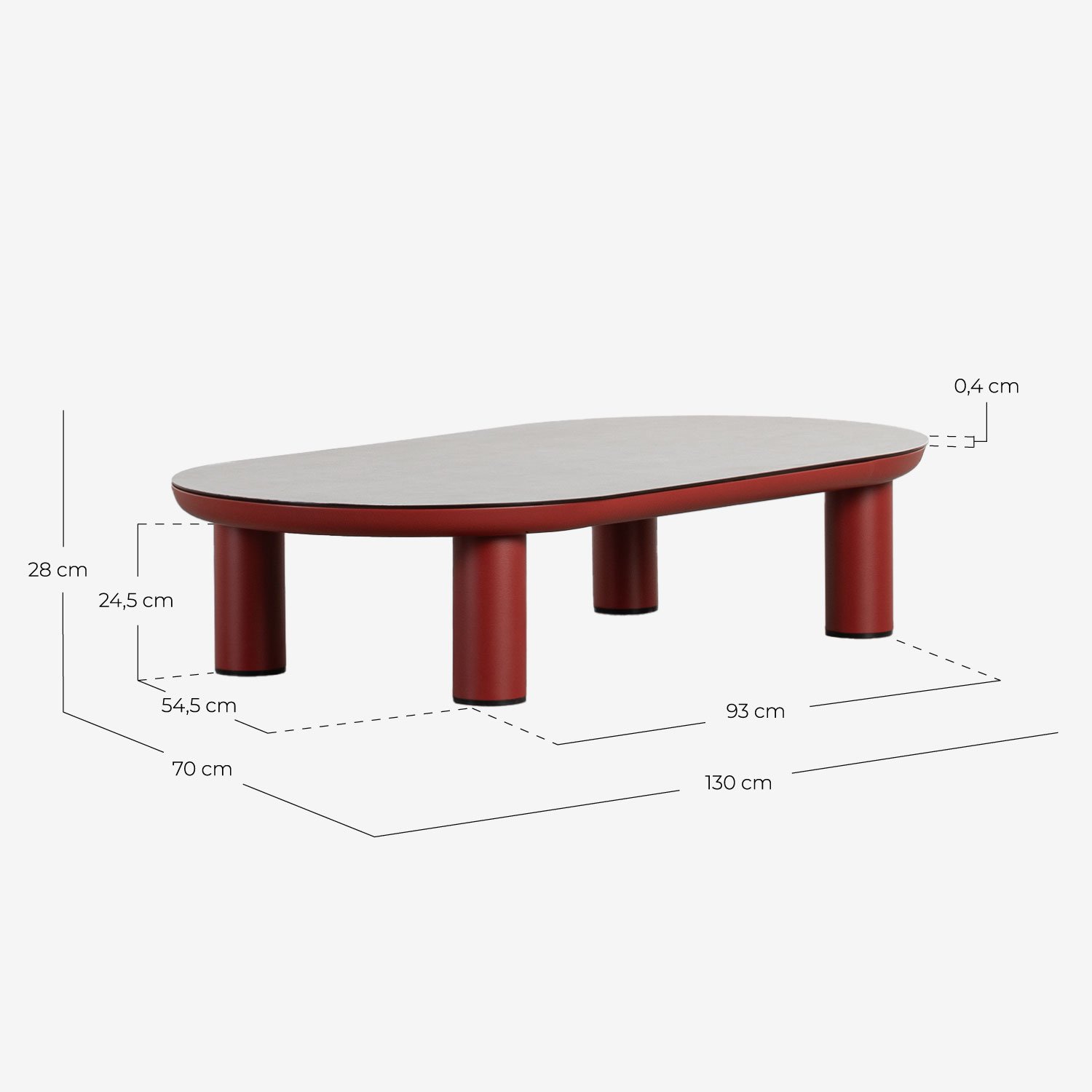 Conjunto de Jardim com Sofá de 3 Lugares, 2 Poltronas e Mesa de Centro de Alumínio Cheryl, Medidas