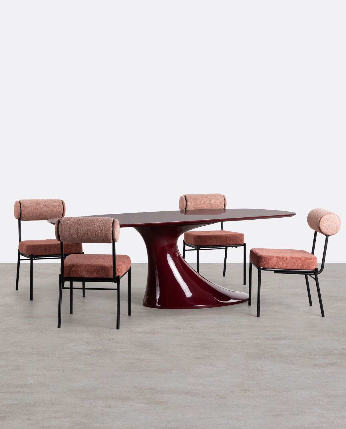 Conjunto de Mesa de Jantar Retangular em Madeira (220x100 cm) Cool Flawas e 4 Cadeiras em Tecido Elin, imagem de galeria 1
