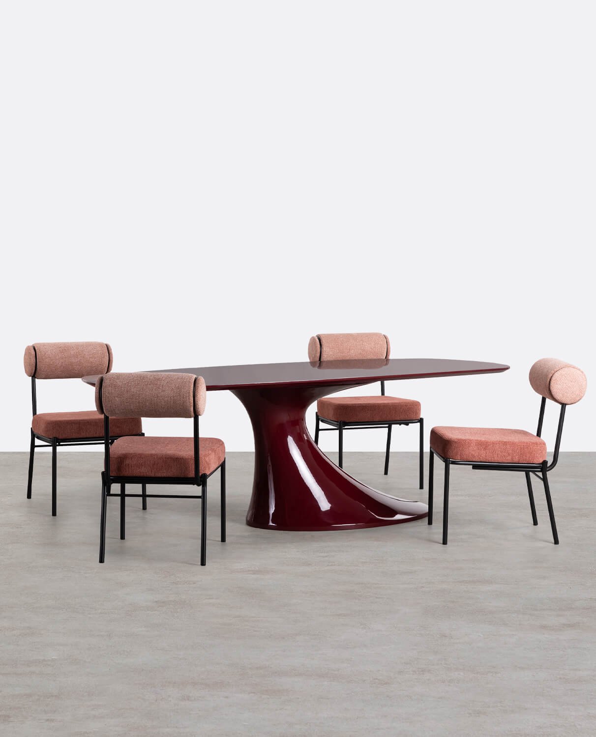 Conjunto de Mesa de Jantar Retangular em Madeira Cool Flawas e 4 Cadeiras em Tecido Elin, imagem de galeria 1