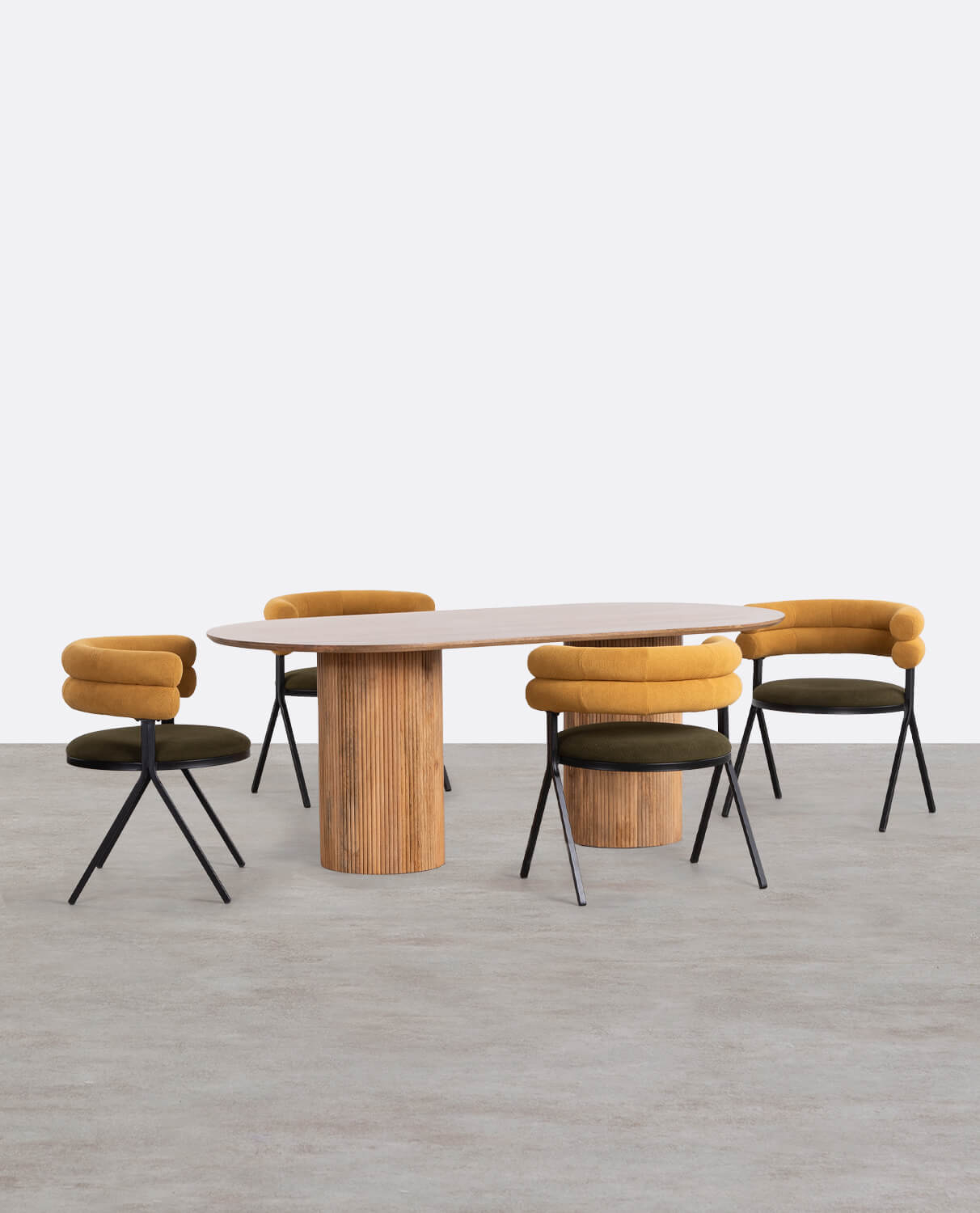 Conjunto de Mesa de Jantar em Madeira Viena e 4 Cadeiras em Tecido Aixa, imagem de galeria 1