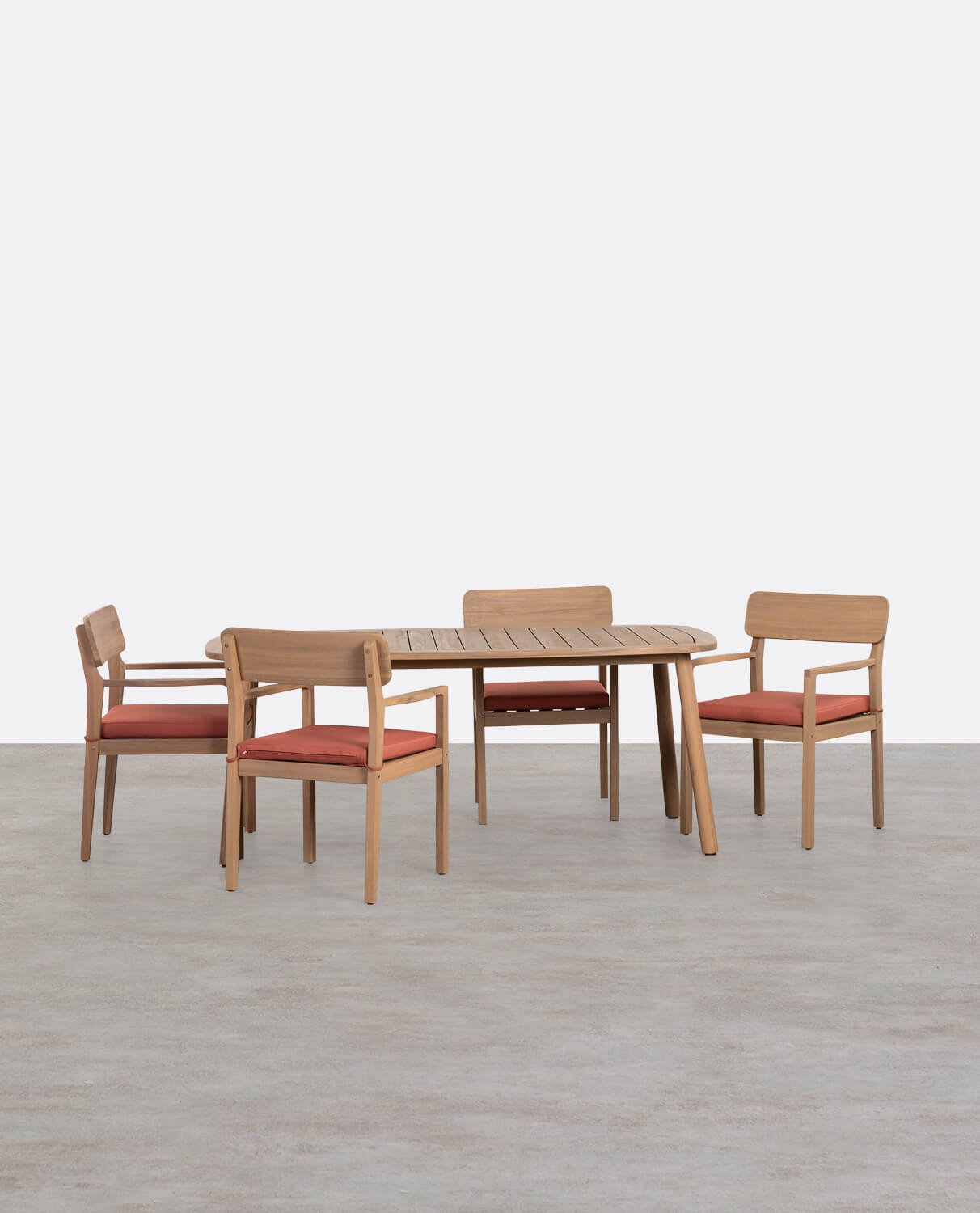 Conjunto de Mesa Retangular (180x100 cm) em Madeira de Acácia e 4 Cadeiras com Braços de Exterior Marla, imagem de galeria 1