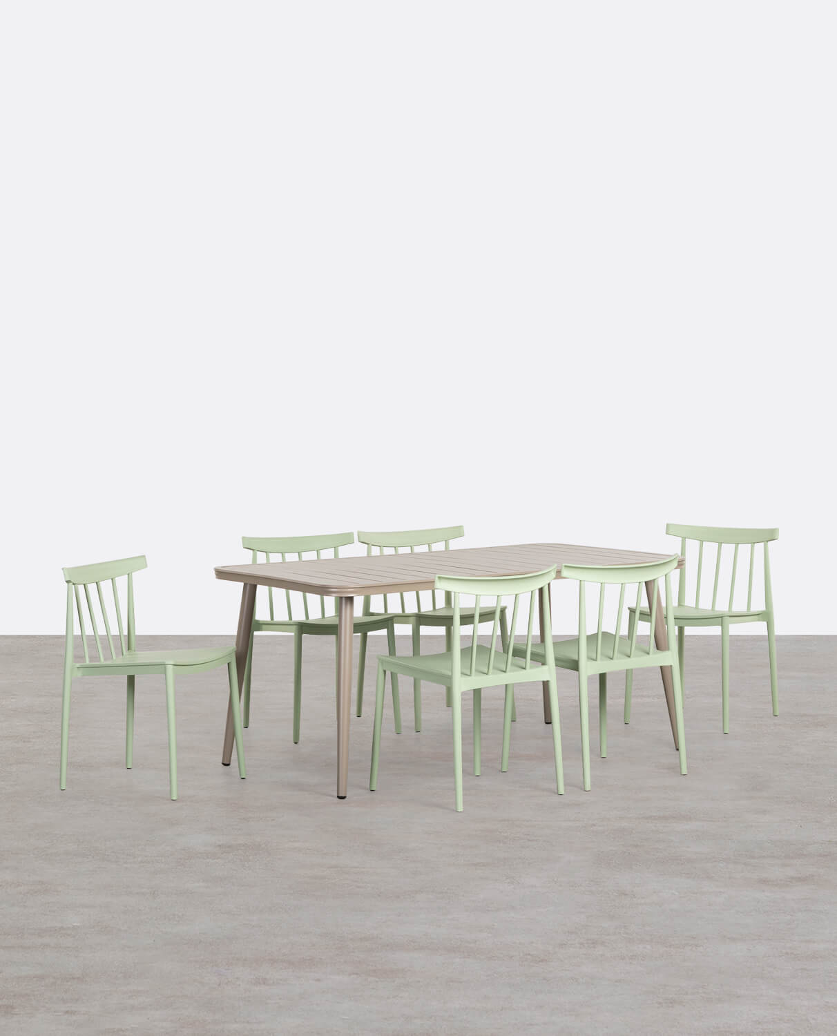Conjunto de Mesa Retangular de Alumínio Cancun e 6 Cadeiras de Polipropileno para Área Externa Sunty, imagem de galeria 1