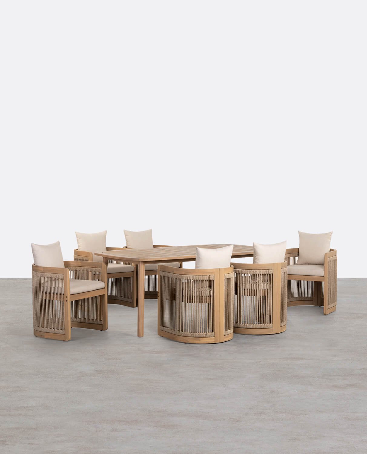 Conjunto de Mesa Retangular (180x100 cm) Marla e 6 Cadeiras em Madeira de Acácia de Exterior Mirla, imagem de galeria 1