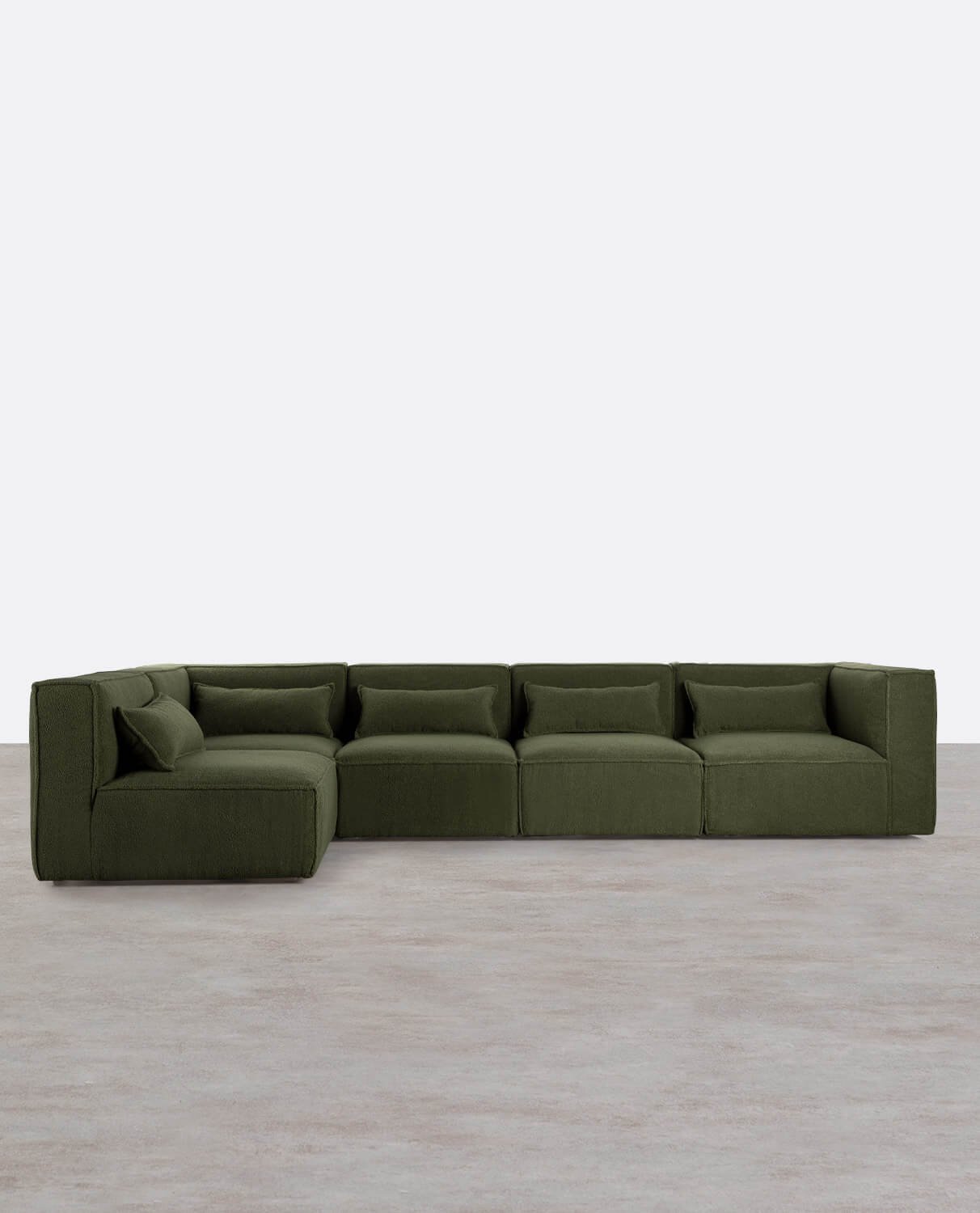 Sofá Modular de 5 peças com 2 Cadeirões de Canto em Tecido Boucle Kilhe, imagem de galeria 1