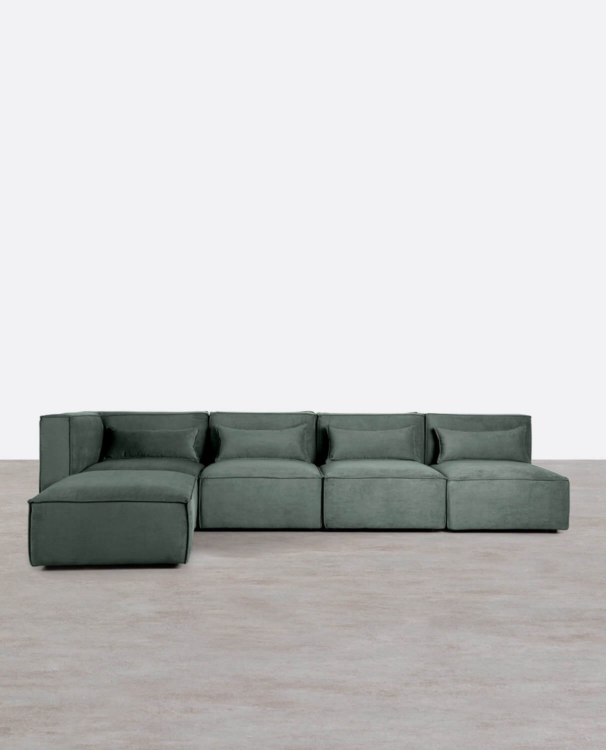Sofá Modular de 4 Peças com 3 Cadeirões e Puff em Veludo Kilhe, imagem de galeria 1